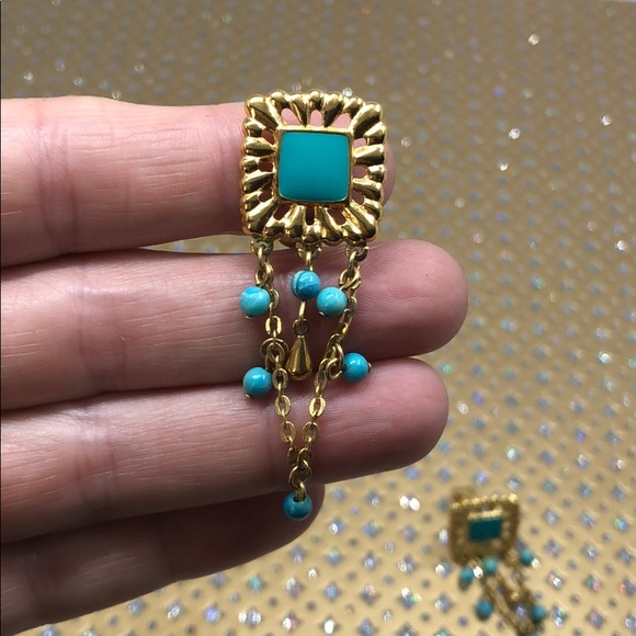 Blue and gold Clip on Earrings - Picture 7 of 12